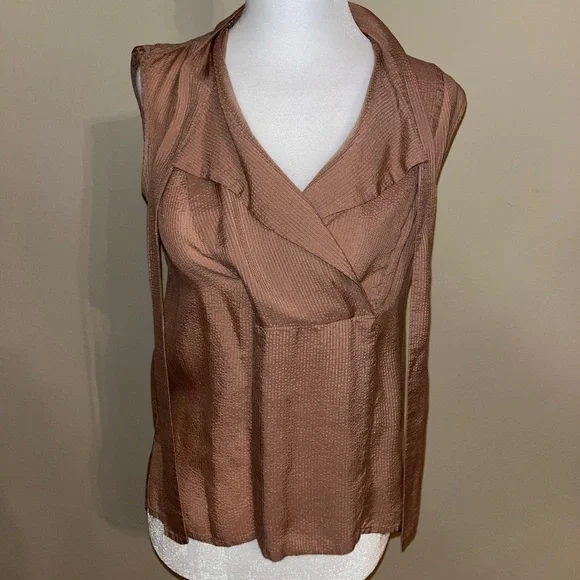 BCBG MaxAzria Women's Sleeveless Blouse - Beige/bronze/tan XXS - Picture 2 of 13